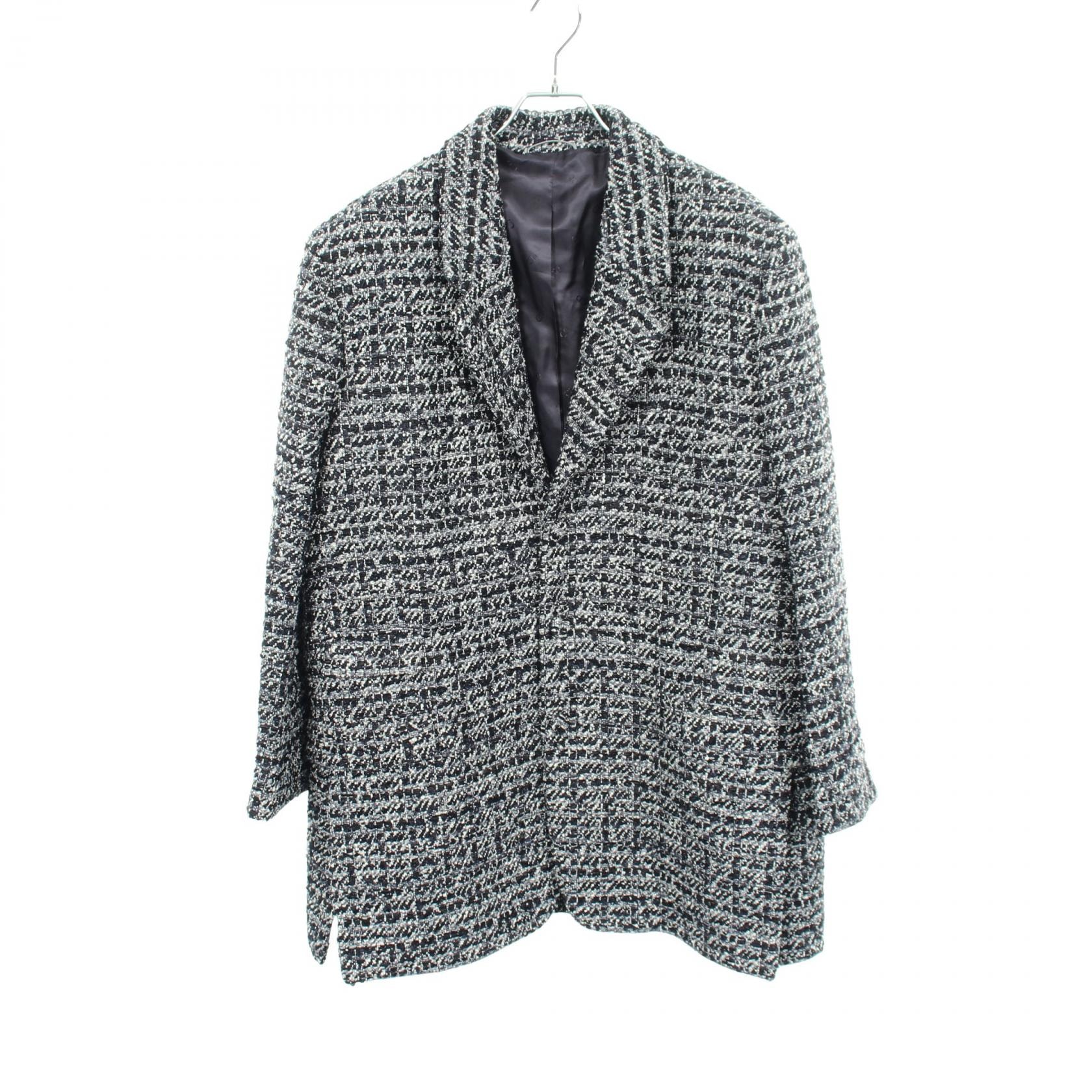 ディオール Dior Cannage Wool Blend Tweed Jacket ツイード 衣料品 アウター コットン レディース ネイビー系 483C253C6118 【中古】