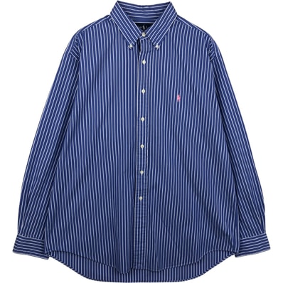 古着 ラルフローレン Ralph Lauren CLASSIC FIT クラシックフィット 長袖 ボタンダウンストライプシャツ メンズXL相当/eaa615254