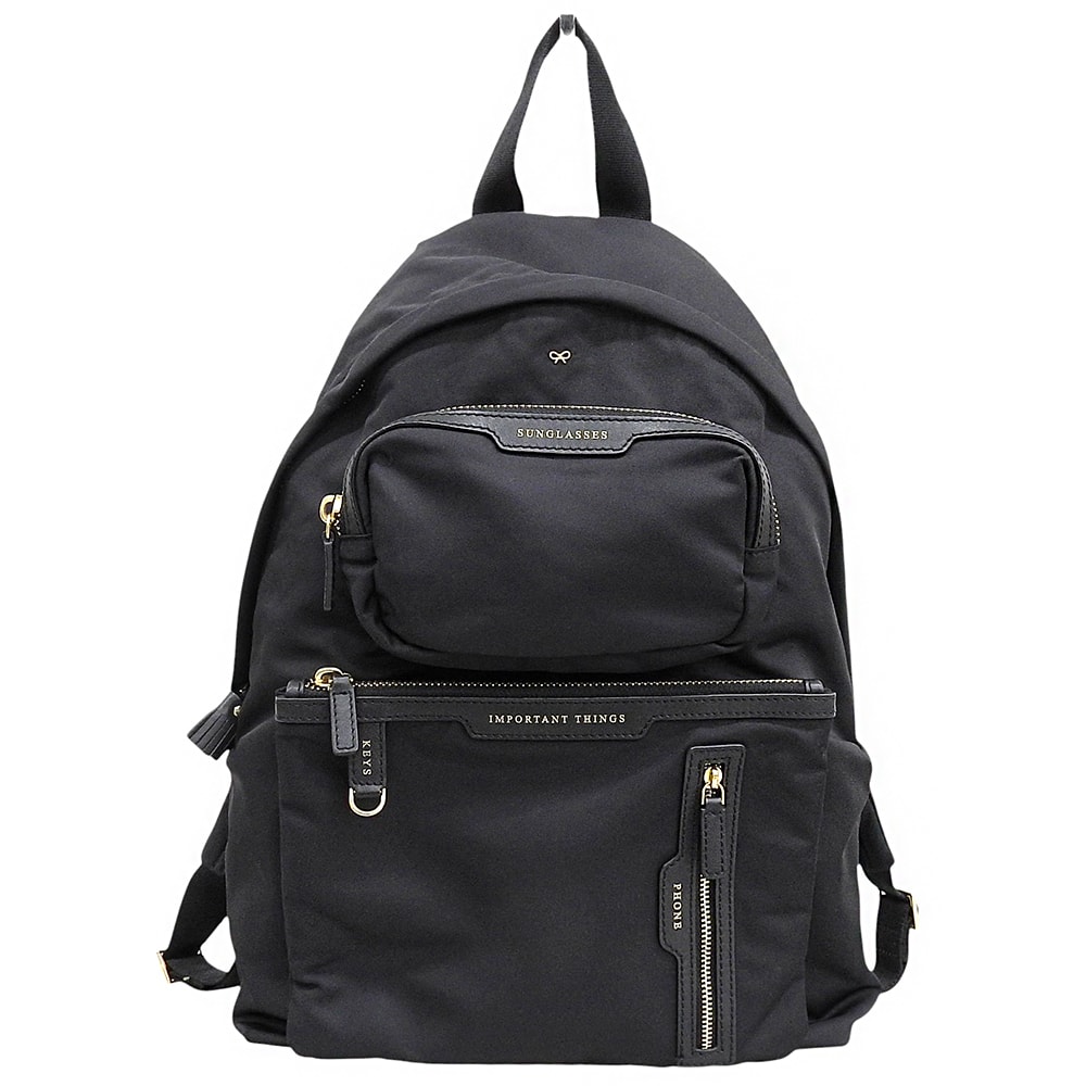 アニヤ ハインドマーチ Labelledシリーズ エコナイロン Backpack MultiPocket マルチポケット バックパック レディース 黒