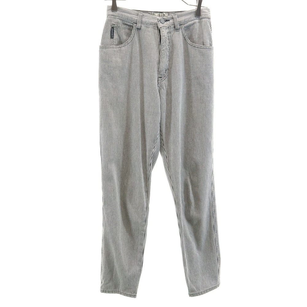 ARMANI JEANS アルマーニジーンズ イタリア製 ハウンドトゥース柄 ロングパンツ W28 ホワイト 千鳥格子