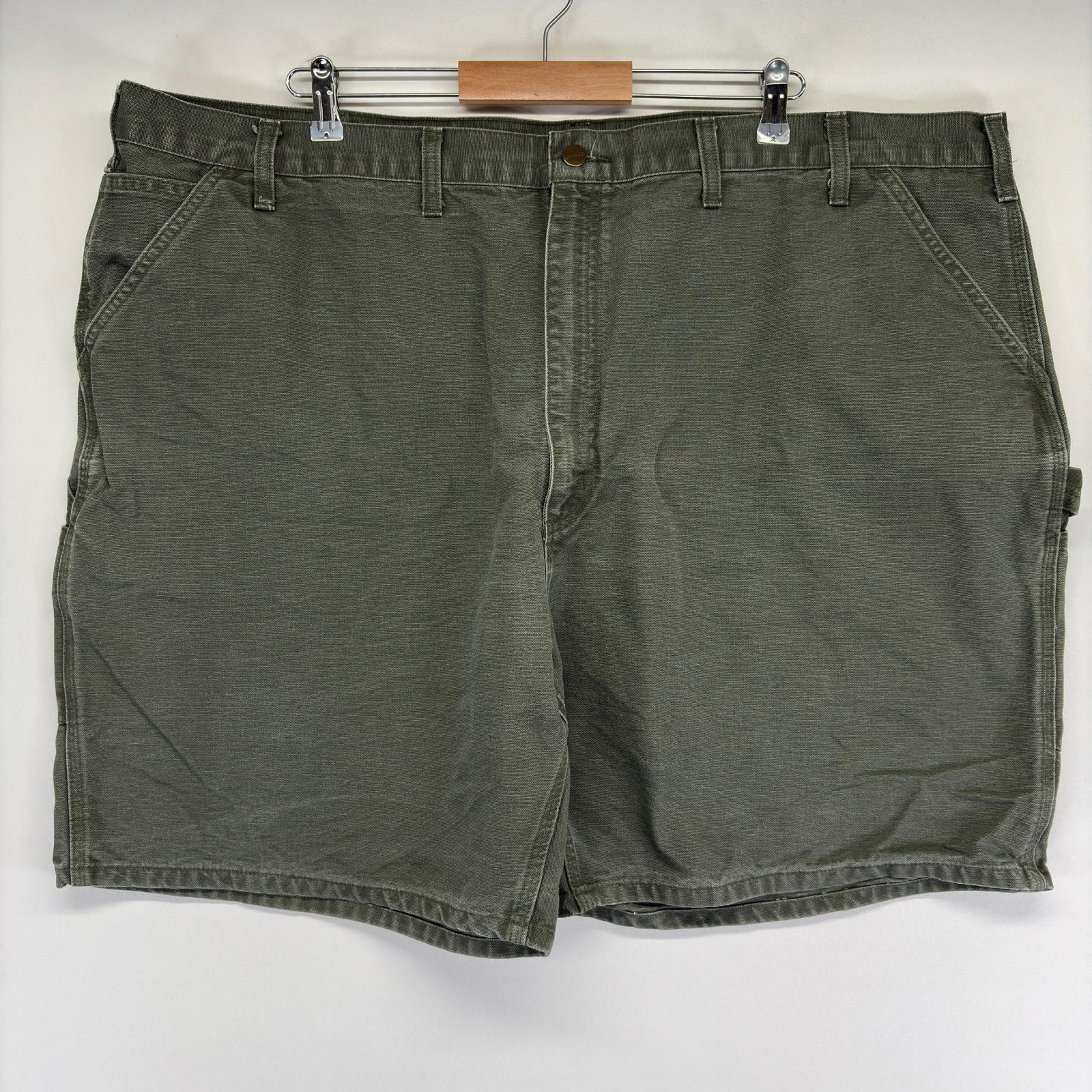 古着 カーハート Carhartt ダック ショートパンツ ペインター ワーク 大きいサイズ オリーブ ワンポイントロゴ w50  グリーン メンズ
