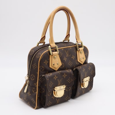 LOUIS VUITTON ルイ・ヴィトン モノグラム マンハッタンPM M40026 ハンドバッグ ブラウン コーティングキャンバス レザー レディース