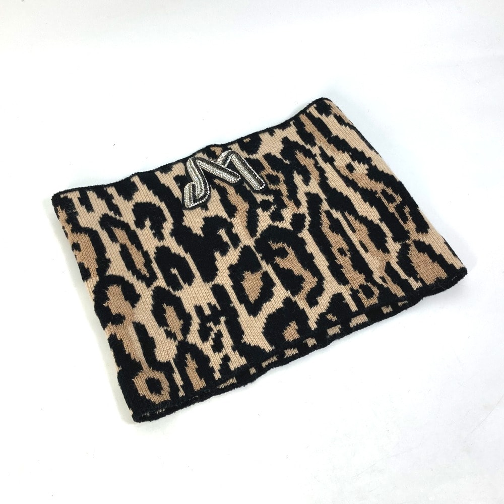 ルイヴィトン LOUIS VUITTON スヌード LVレオグラム M74049 レオパード ヒョウ 豹柄 スパンコール マフラー ウール ブラウン