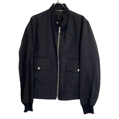 ドルチェアンドガッバーナ ブラック コットンナイロン スタンドカラー ジップアップジャケット 50