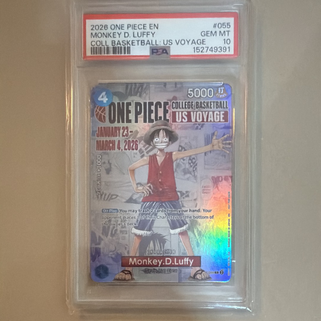 c*o様 PSA10 バスケ モンキー D ルフィ ワンピースカード 大学 US PSA10】モンキー・D・ルフィ：P (開封済) [P-055]【英語版
