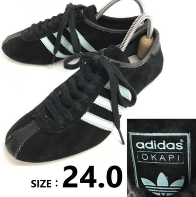 アディダス/adidas★OKAPI/スエード/ローカットスニーカー【レディース/24.0/黒×水色】sneakers/Shoes/trainers◆sH-161