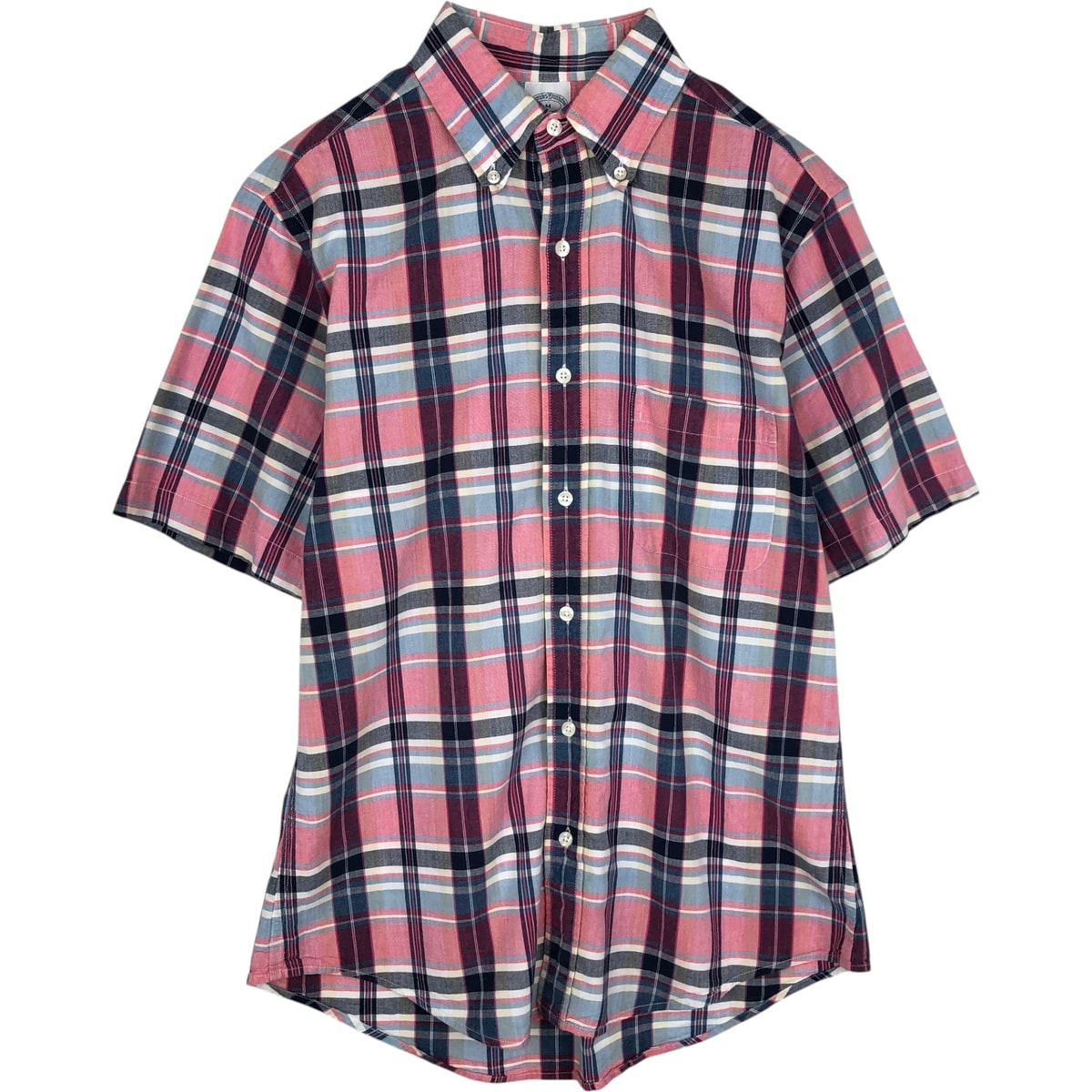 古着 ブルックスブラザーズ Brooks Brothers Est.1818 半袖 ボタンダウン チェックシャツ メンズM相当/eaa633305
