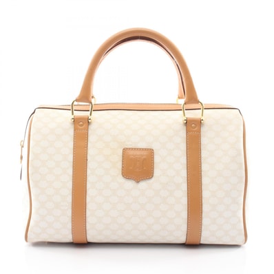 セリーヌ CELINE マカダム ハンドバッグ バッグ コーティングキャンバス/レザー レディース ホワイト系 / ベージュ系 【中古】