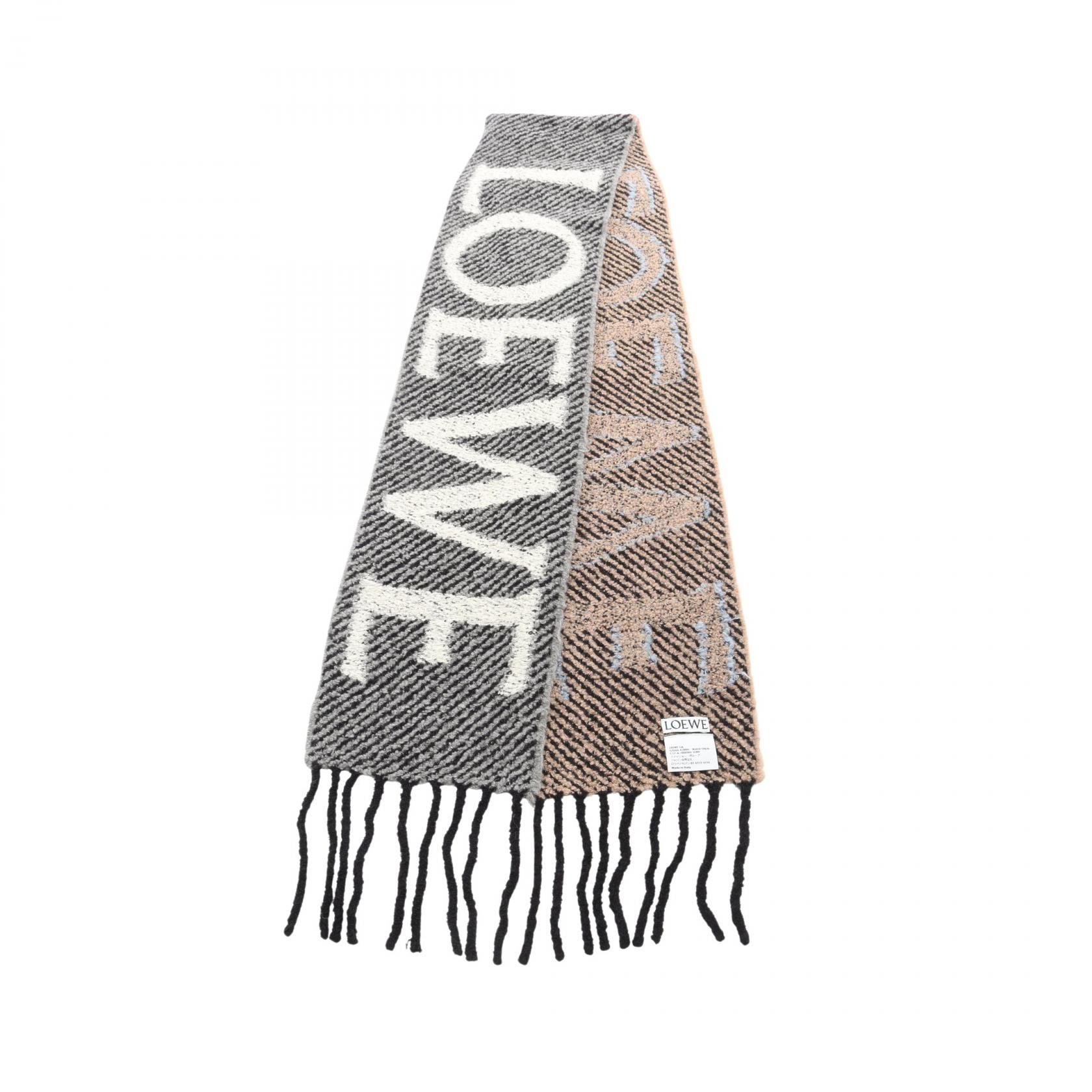 ロエベ LOEWE マフラー 衣料品 ウール アルパカ メンズ レディース グレー系 / ブラウン系 / マルチカラー 【中古】