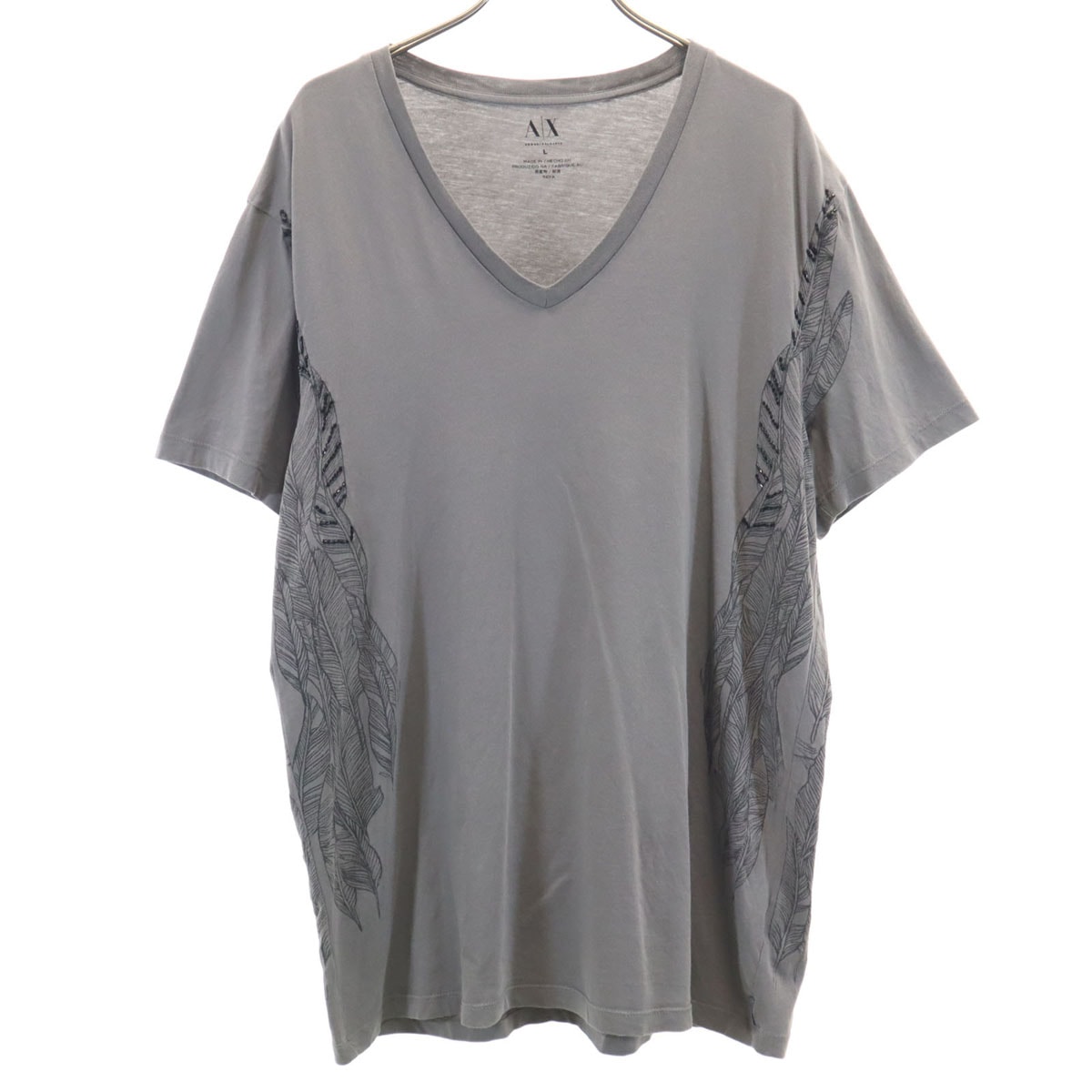 ARMANI EXCHANGE アルマーニエクスチェンジ 半袖 Vネック Tシャツ L グレー