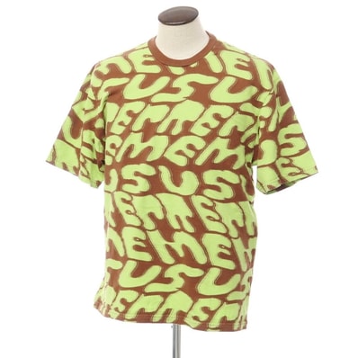 【中古】シュプリーム Supreme 2023年春夏 Stacked Intarsia S/S Top ジャカードコットン 半袖Tシャツ ブラウンxライムグリーン【サイズL】【メンズ】