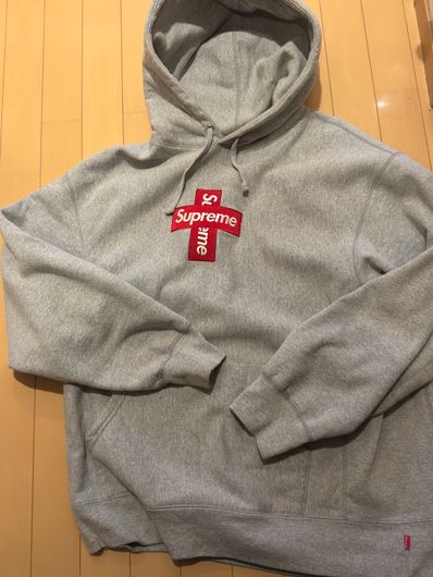 Supreme Cross Box Logo Hooded Sweatshirt "Grey"