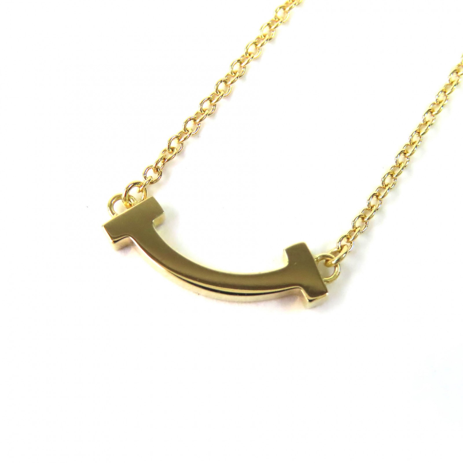 極美品 ティファニー ネックレス Tスマイル ペンダント ミニ ゴールド K18