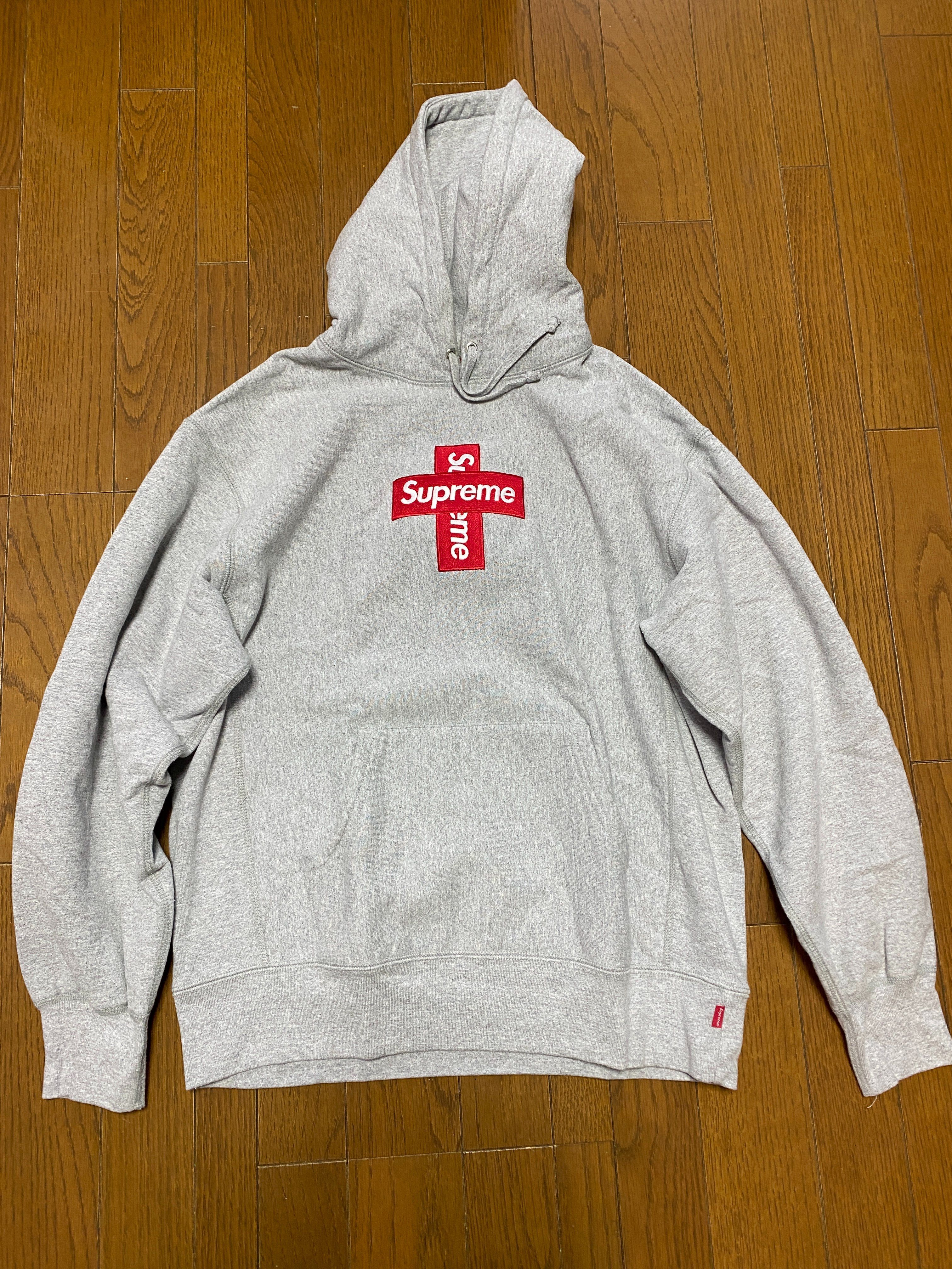 Supreme Cross Box Logo Hooded Sweatshirt "Grey"