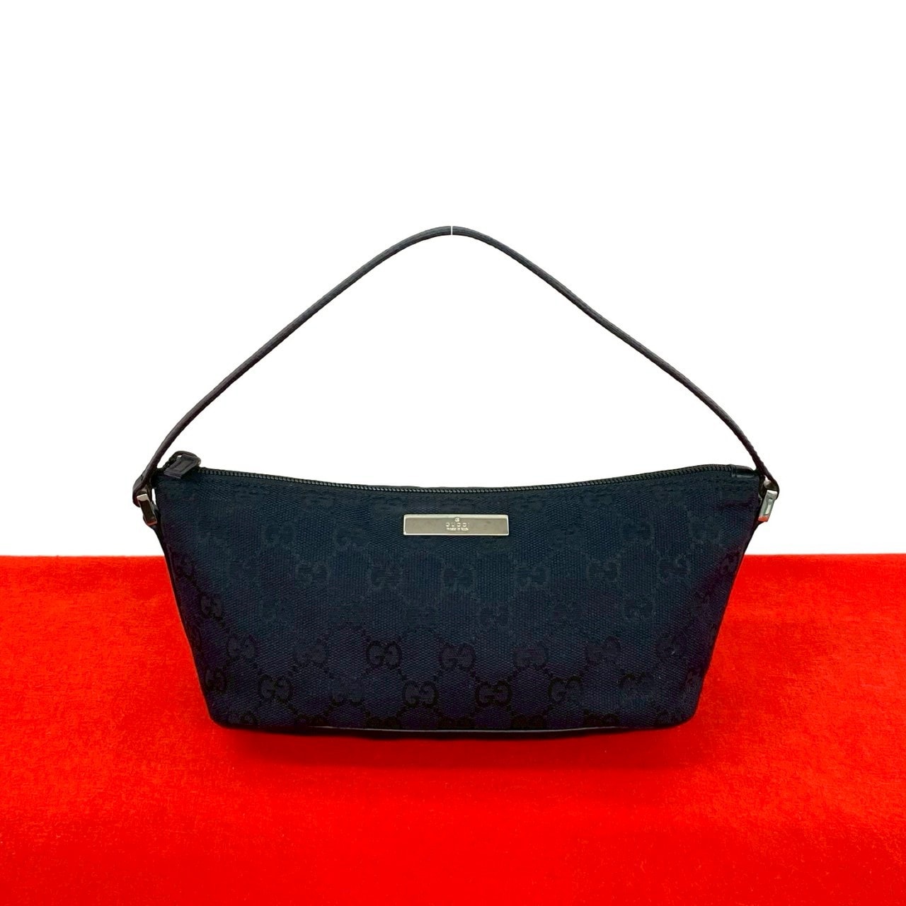 GUCCI グッチ GG 柄 キャンバス レザー ハンドバッグ ブラック
44464