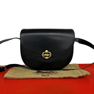 CELINE セリーヌ 馬車金具 レザー ショルダーバッグ ブラック
551-9