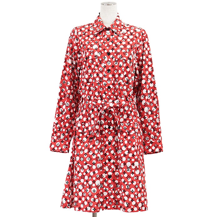 【未使用】 ルイ・ヴィトン 2023S/S 草間彌生 LV モノグラム ロゴ ドット ワンピース レディース レッド 40 LOUIS VUITTON