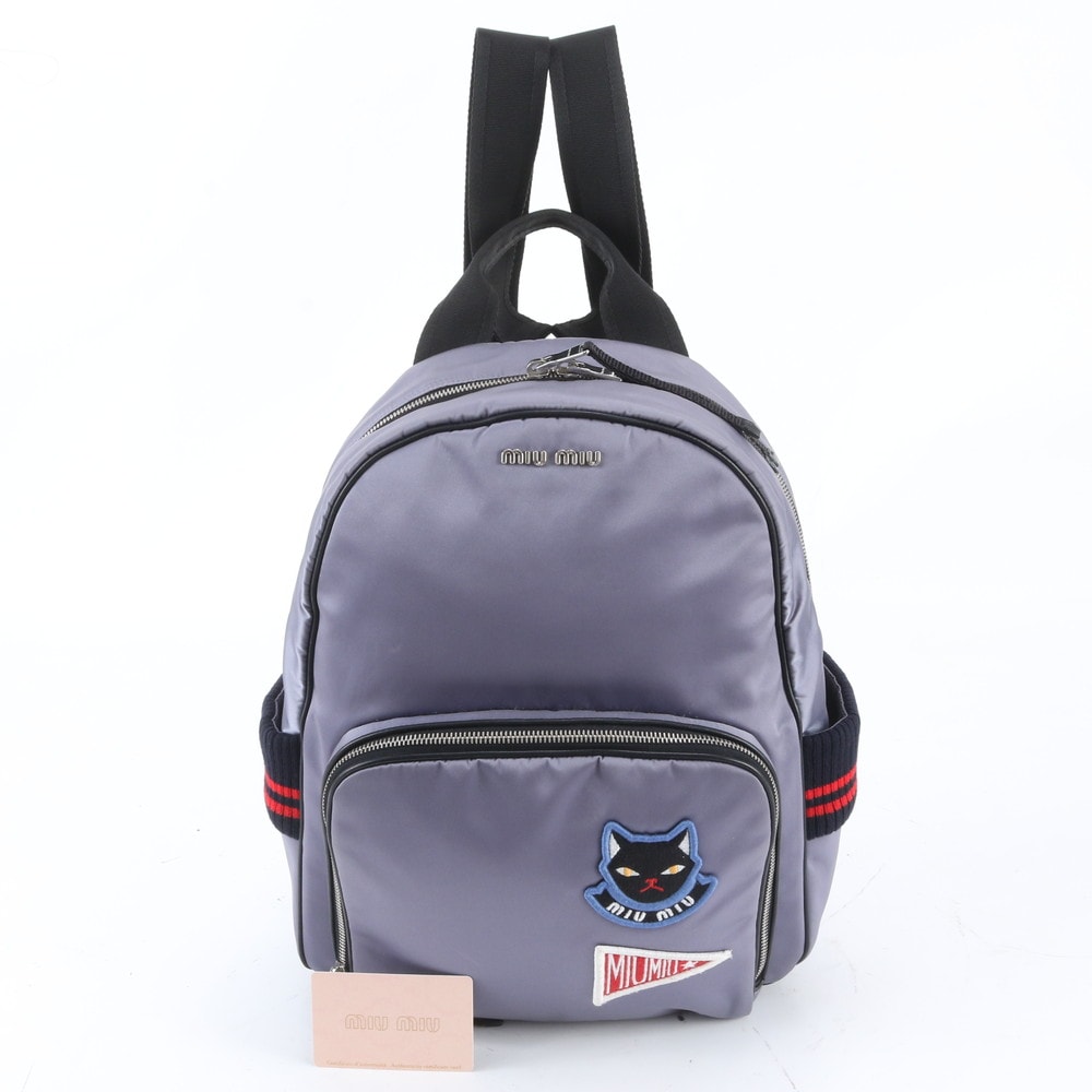 ■極美品 ミュウミュウ キャット アップリケ 5BZ009 リュックサック