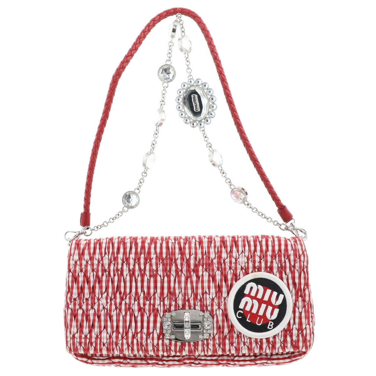 【最終値下げ】MIUMIU ミュウミュウ CLUB マテラッセ 3WAY ショルダーバッグ 5BD233 キャンバス クリスタル レッド レディース【中古】