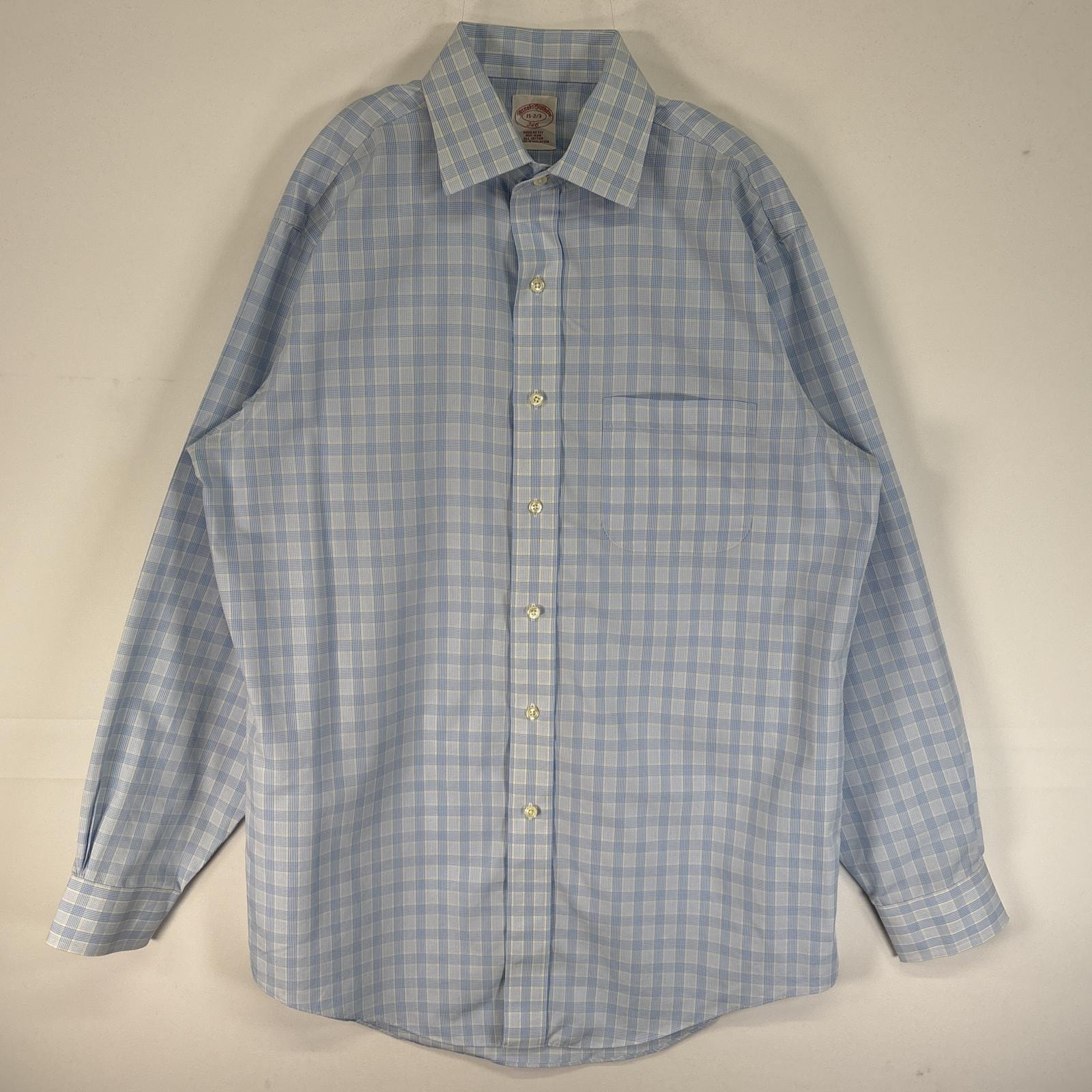 古着 ブルックスブラザーズ Brooks Brothers 長袖シャツ チェック 346 胸ポケ 15-2/3 S-M  水色 マルチカラー メンズ