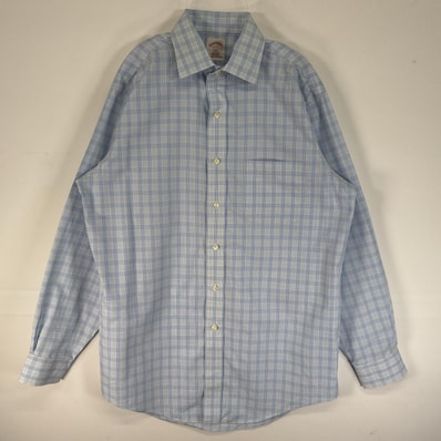 古着 ブルックスブラザーズ Brooks Brothers 長袖シャツ チェック 346 胸ポケ 15-2/3 S-M 水色 マルチカラー メンズ