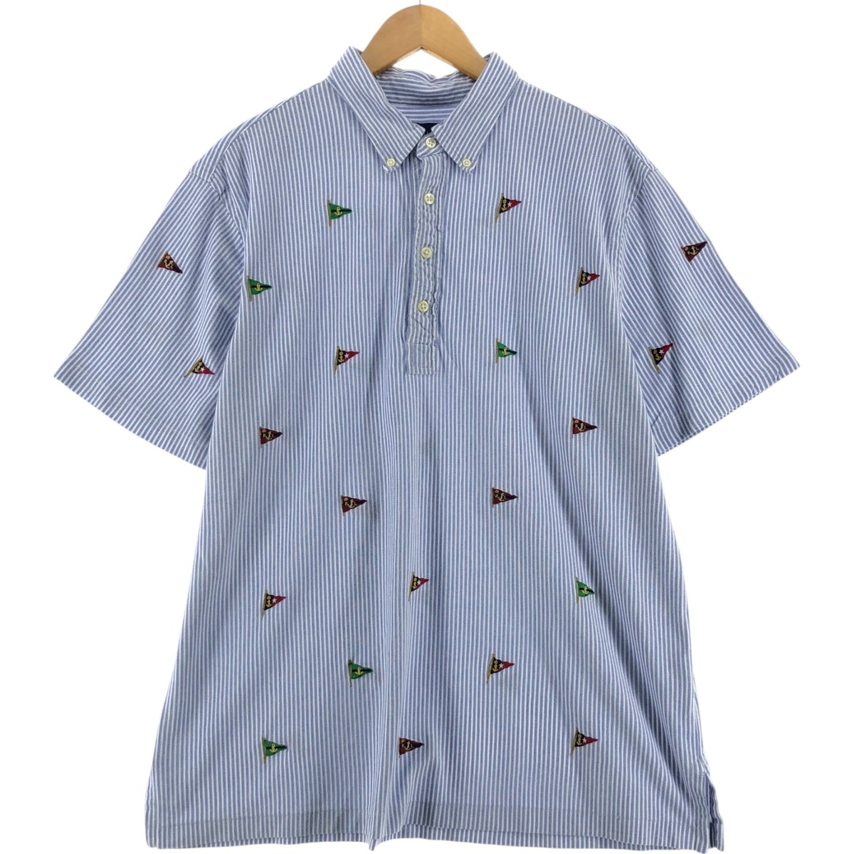 古着 ラルフローレン Ralph Lauren POLO RALPH LAUREN KNITOXFORD 半袖 ボタンダウン ストライプシャツ メンズXL相当/eaa535665