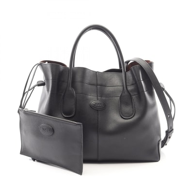 トッズ TOD'S DI ドローストリング 2WAY ハンドバッグ バッグ レザー レディース ブラック系 【中古】