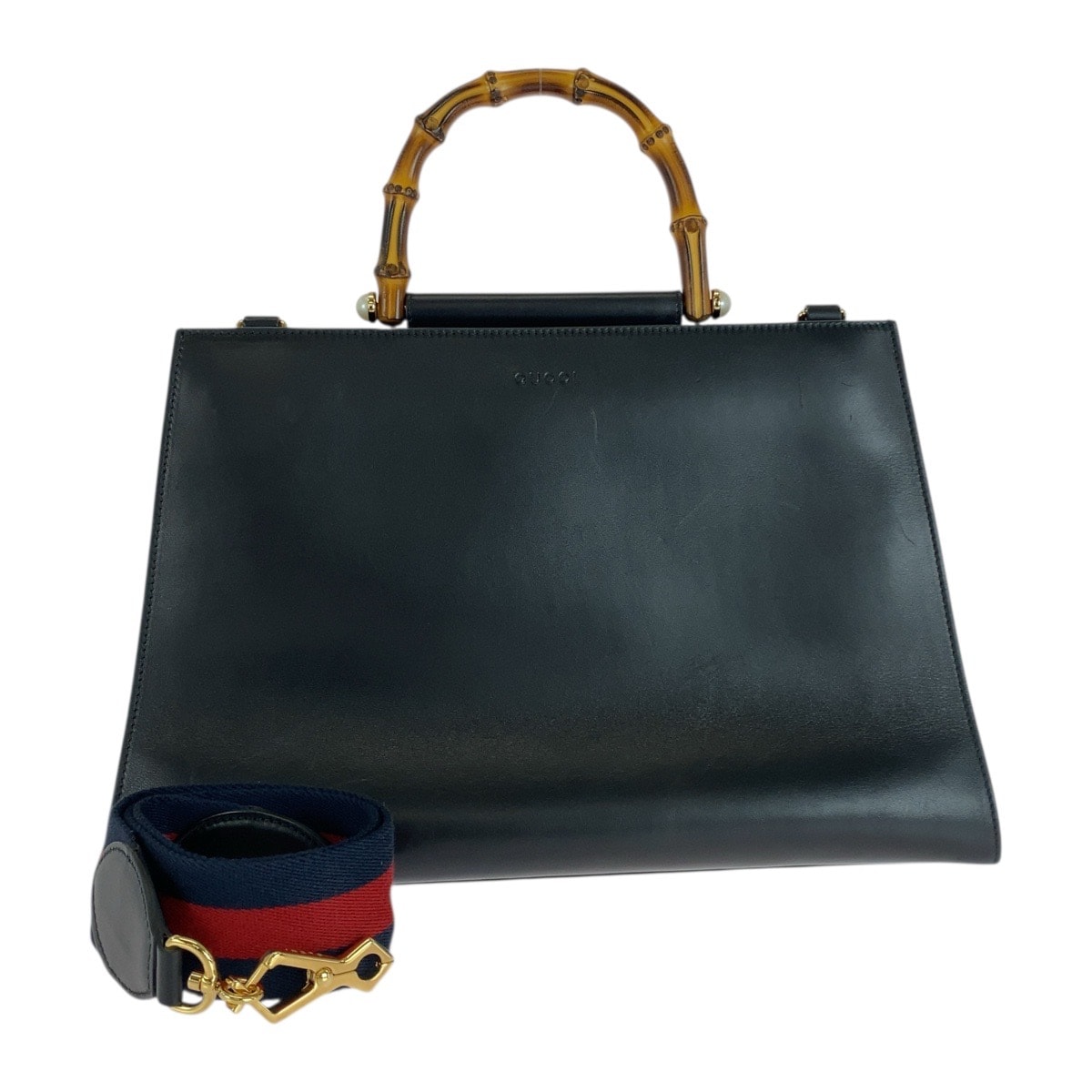 美品 GUCCI グッチ バンブー ニムフェア ブラック 黒 ゴールド金具 レザー ハンドバッグ ショルダーバッグ 2WAY 505127 【中古】