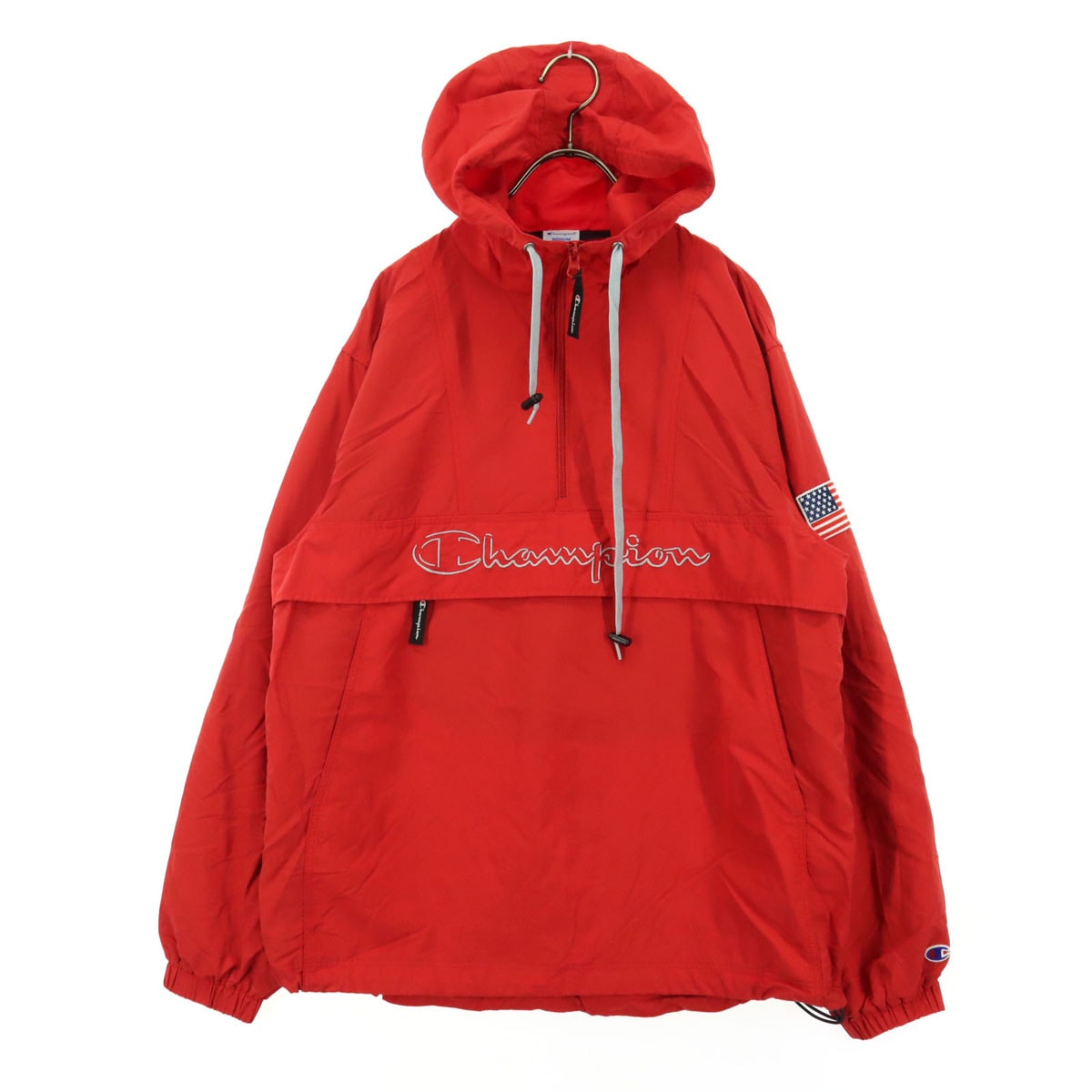 Champion チャンピオン 長袖 プルオーバー ナイロンジャケット M レッド