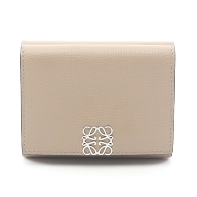 ロエベ LOEWE アナグラム トライフォールド ウォレット 三つ折り財布 財布 レザー レディース ベージュ系 C821TR2X02 【中古】