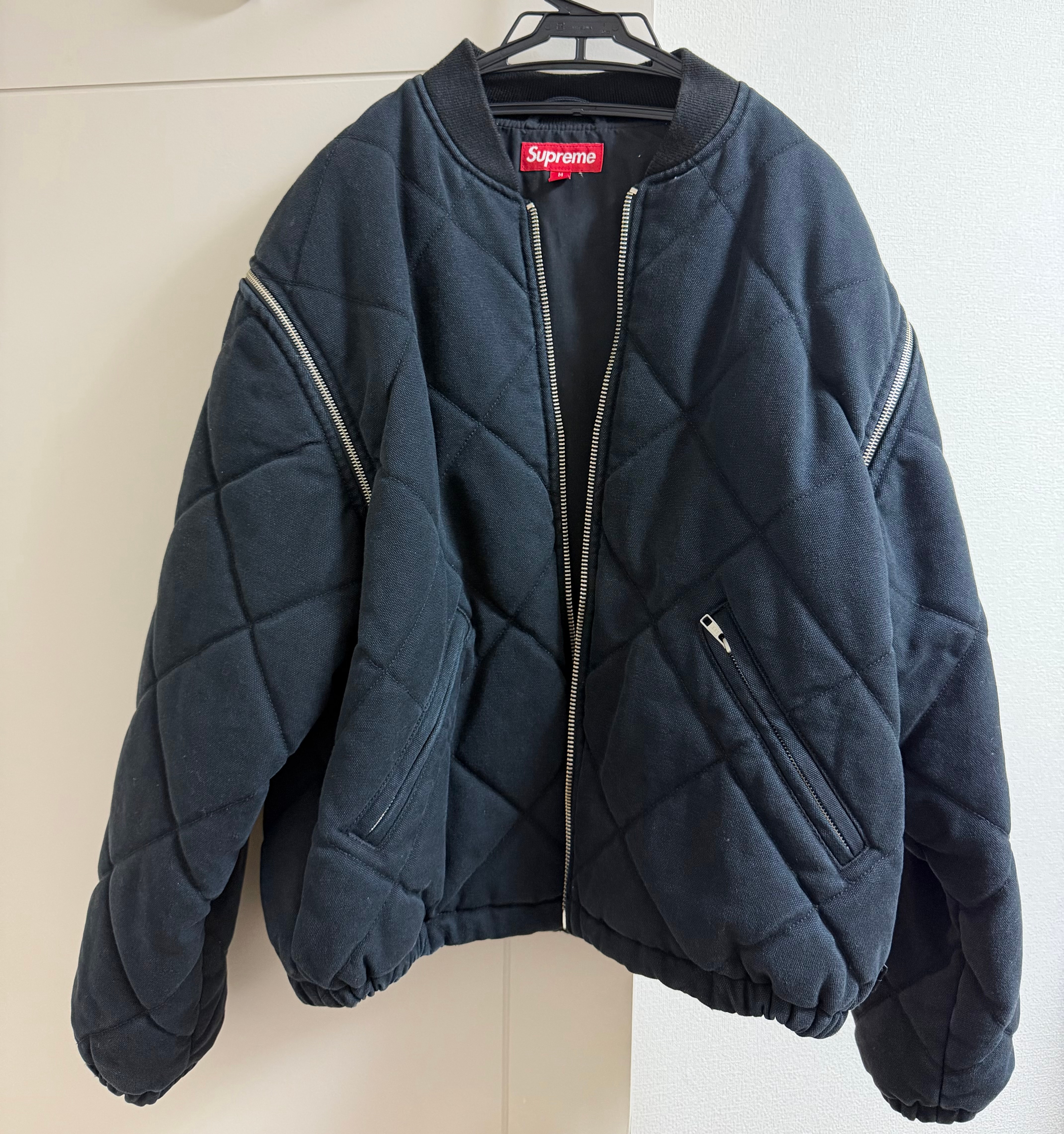 Supreme Zip-Off Sleeve Quilted Bomber Jacket "Black"