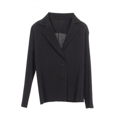 イッセイミヤケ ISSEY MIYAKE プリーツ テーラードジャケット 衣料品 アウター ポリエステル レディース ブラック系 【中古】