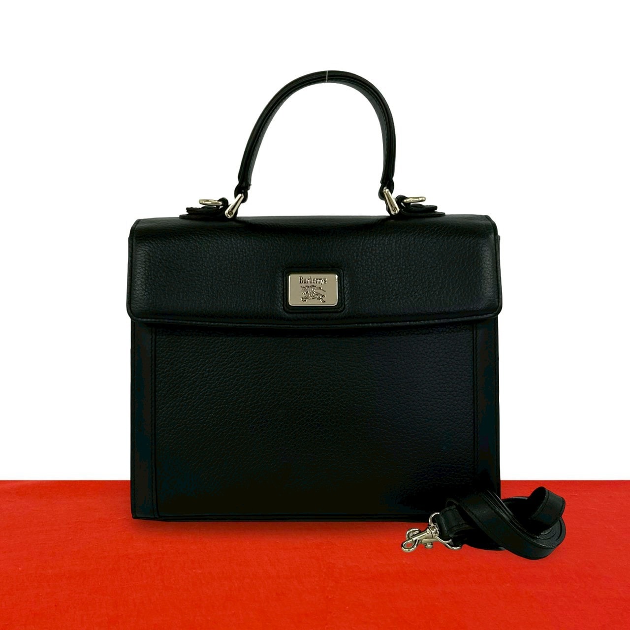 BURBERRY バーバリー シャドーホース ロゴ 金具 レザー ショルダーバッグ ブラック
 73039