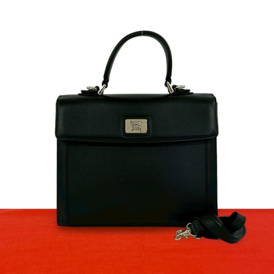 BURBERRY バーバリー シャドーホース ロゴ 金具 レザー ショルダーバッグ ブラック
73039