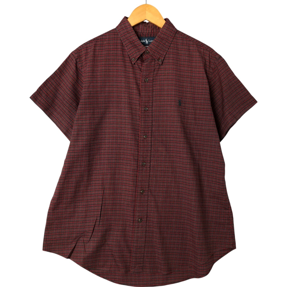 古着 ラルフローレン Ralph Lauren CUSTOM FIT 半袖 ボタンダウン チェックシャツ メンズL相当/eaa550516