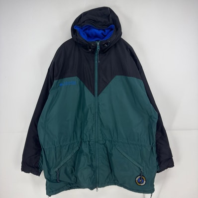 古着 コロンビア Columbia ジャケット ナイロン フルジップ ワンポイント マウンテンパーカー フリースライナー XL グリーン系 メンズ