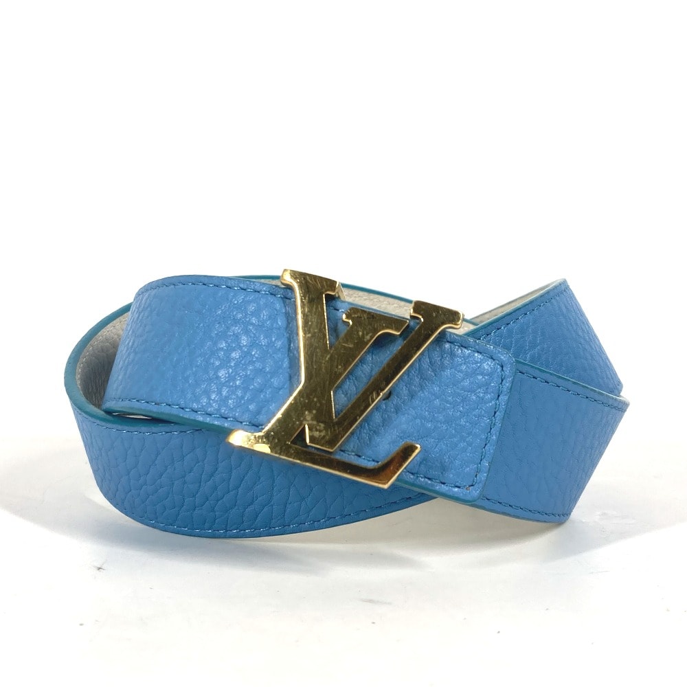 ルイヴィトン LOUIS VUITTON LVバックル N9040W バイカラー リバーシブル ズボン用ベルト ベルト トリヨンレザー ブルー