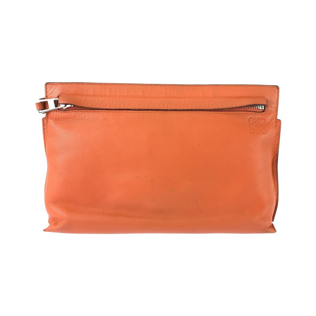 ロエベ ポーチ メイクポーチ 小物入れ オレンジ レザー レディース LOEWE 中古