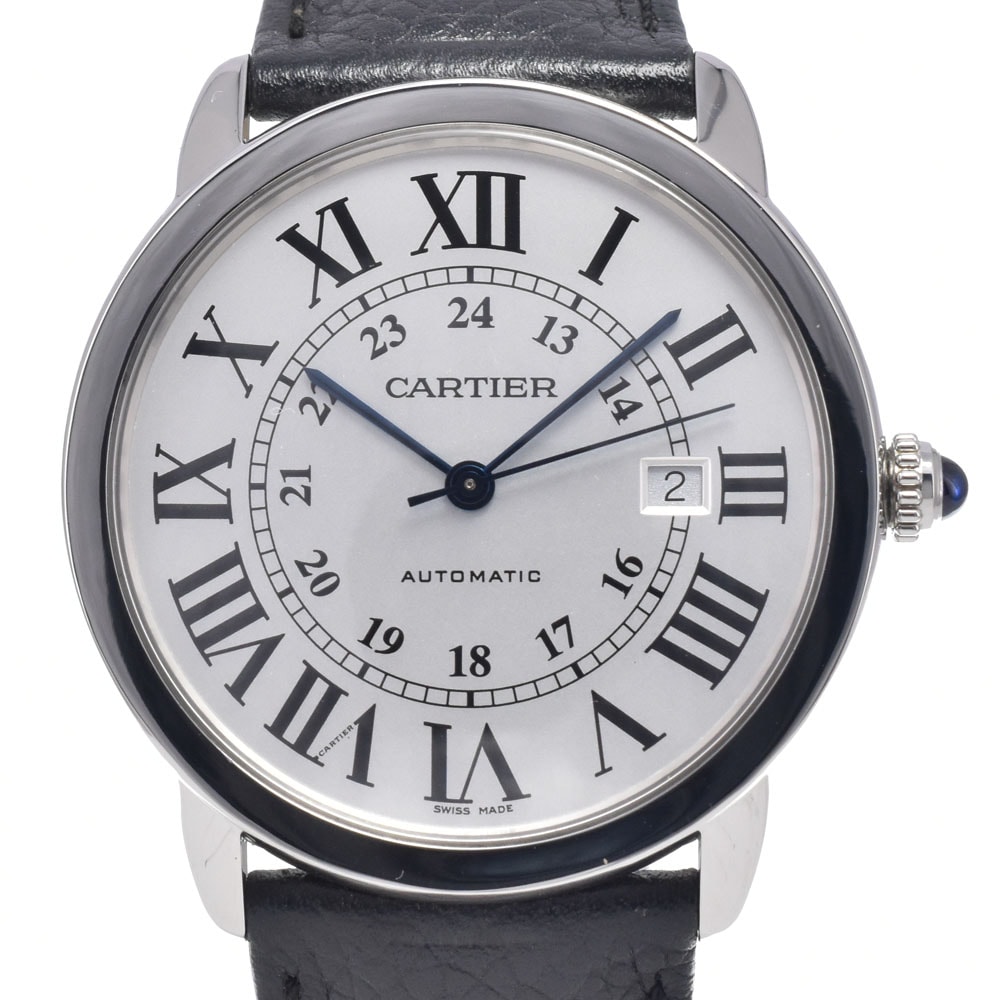 カルティエ CARTIER WSRN0022 ロンドソロ ドゥ カルティエ デイト シルバー 自動巻き メンズ 美品 保証書付き 腕時計 Q#149231