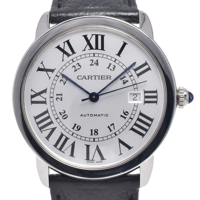カルティエ CARTIER WSRN0022 ロンドソロ ドゥ カルティエ デイト シルバー 自動巻き メンズ 美品 保証書付き 腕時計 Q#149231