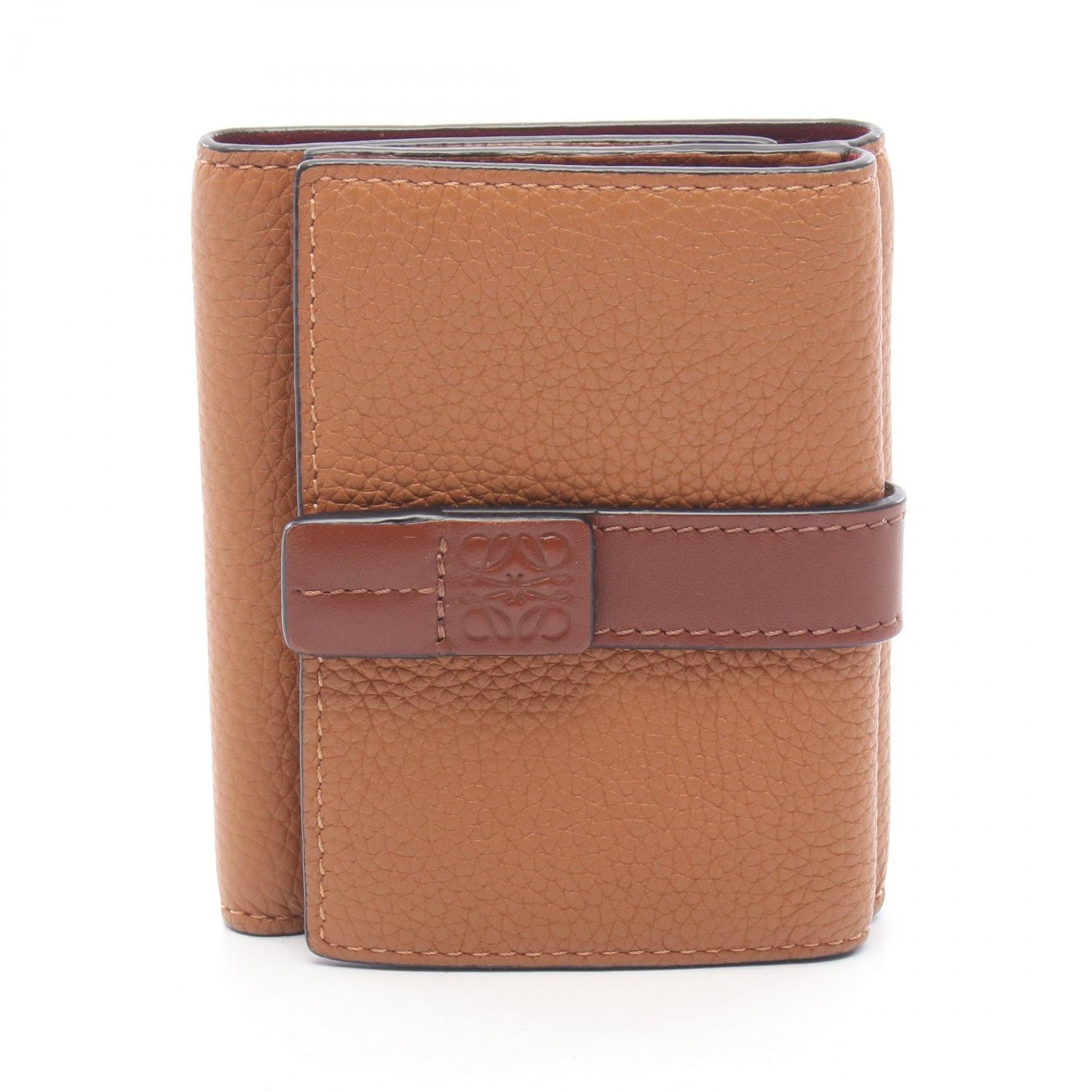 ロエベ LOEWE トライフォールド ウォレット 三つ折り財布 財布 レザー レディース ブラウン系 C660TR2X01 【中古】