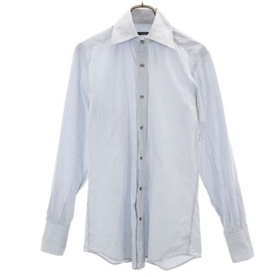 GUCCI グッチ イタリア製 ストライプ柄 長袖 コットンシャツ 38 ホワイト