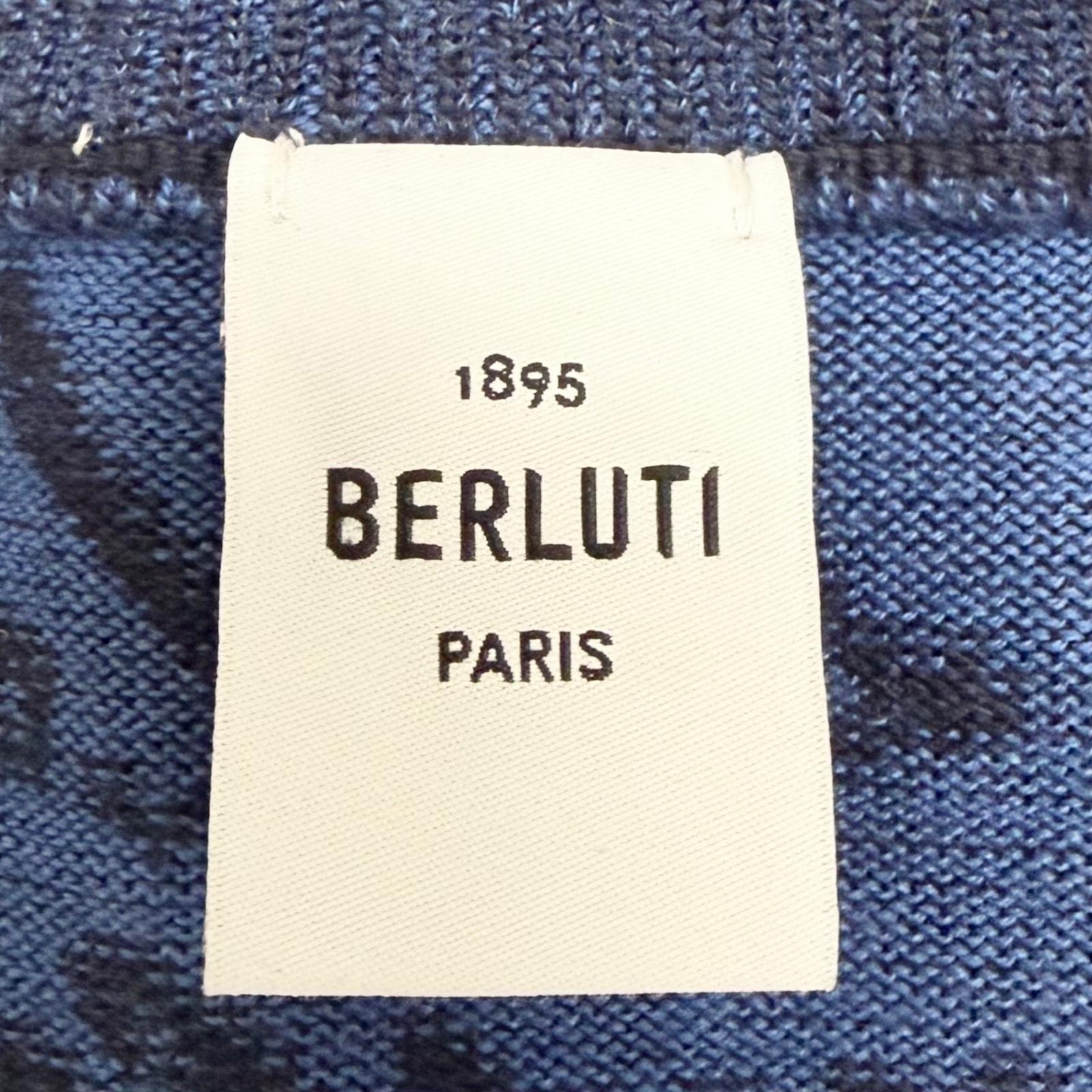美品/M】ベルルッティ カリグラフィ ニットセーター イタリア製 ブルー