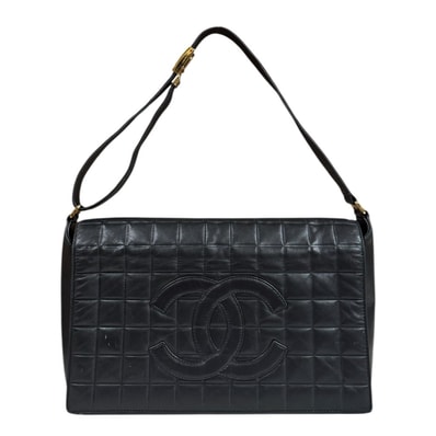 シャネル チョコバ― ショルダーバッグ ラムスキン ブラック レディース CHANEL 中古