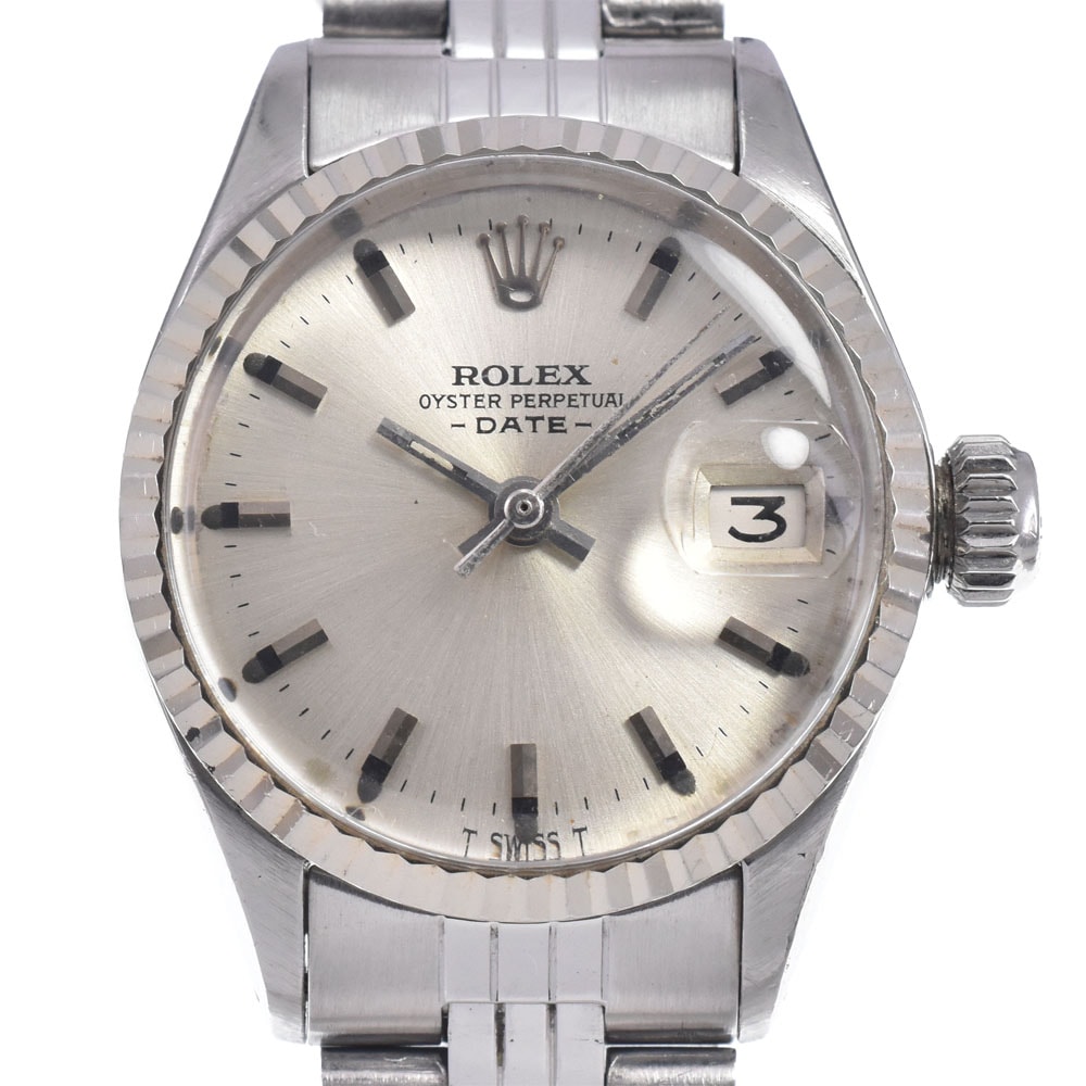 ロレックス ROLEX 6517/4 ヴィンテージ オイスターパーペチュアルデイト Cal.1161 シルバー 自動巻き レディース 良品 腕時計 O#148565