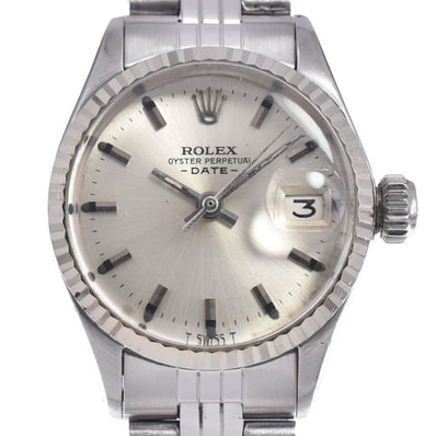 ロレックス ROLEX 6517/4 ヴィンテージ オイスターパーペチュアルデイト Cal.1161 シルバー 自動巻き レディース 良品 腕時計 O#148565