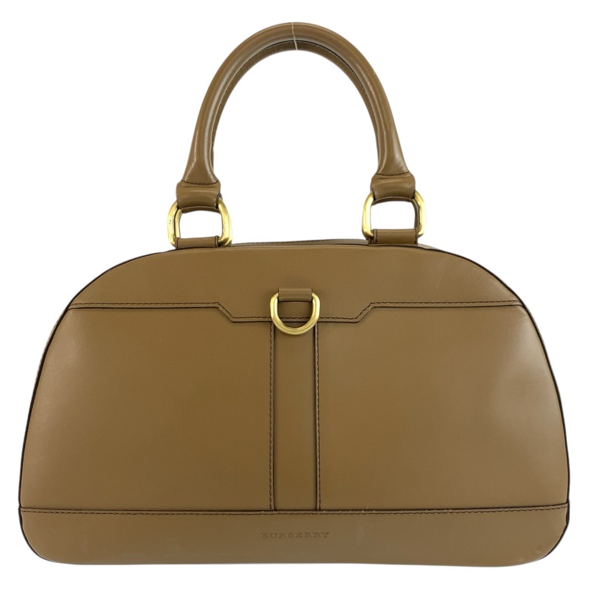 美品 BURBERRY バーバリー 中チェック柄 ブラウン ゴールド金具 レザー ハンドバッグ 604387 【中古】