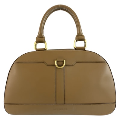 美品 BURBERRY バーバリー 中チェック柄 ブラウン ゴールド金具 レザー ハンドバッグ 604387 【中古】