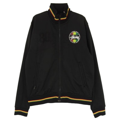 STUSSY ステューシー ジャケット OLD STUSSY AUTHENTIC GEAR RASTA TRACK JACKET ラスタ ストックロゴ トラック ジャケット ブラック系 S【中古】