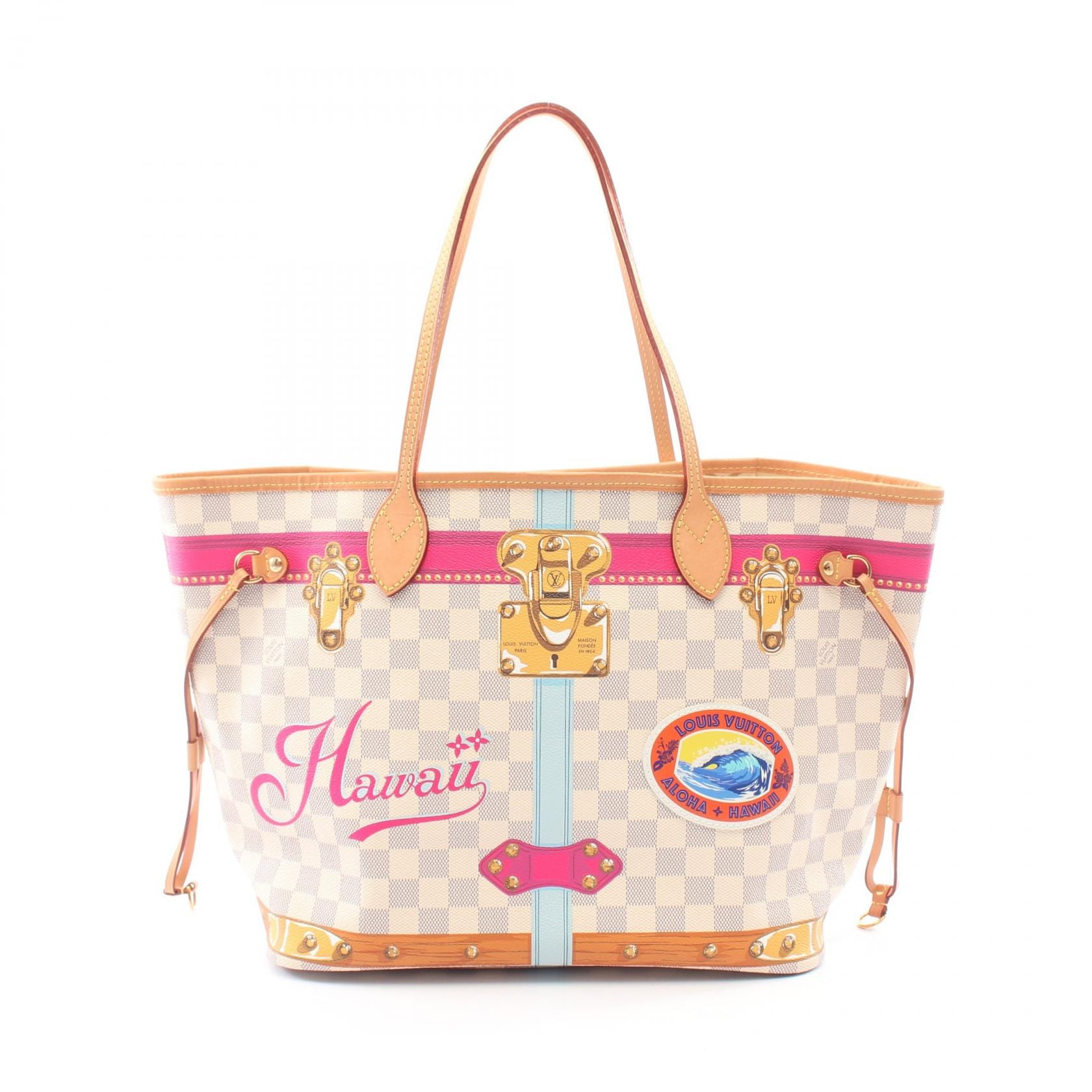 ルイ・ヴィトン LOUIS VUITTON ネヴァーフルMM サマートランク トートバッグ バッグ PVCコーティングキャンバス レザー ダミエ・アズール レディース ホワイト系 / マルチカラー N41734 【中古】